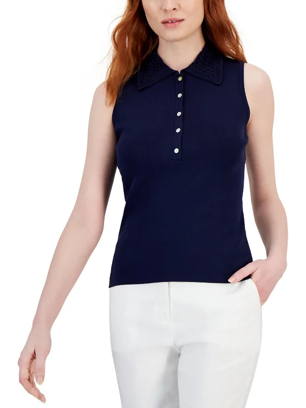 Womens Sleeveless Collared Polo Top