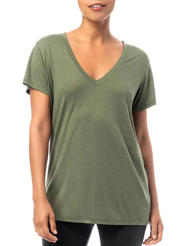 Womens V Neck Knit T-Shirt