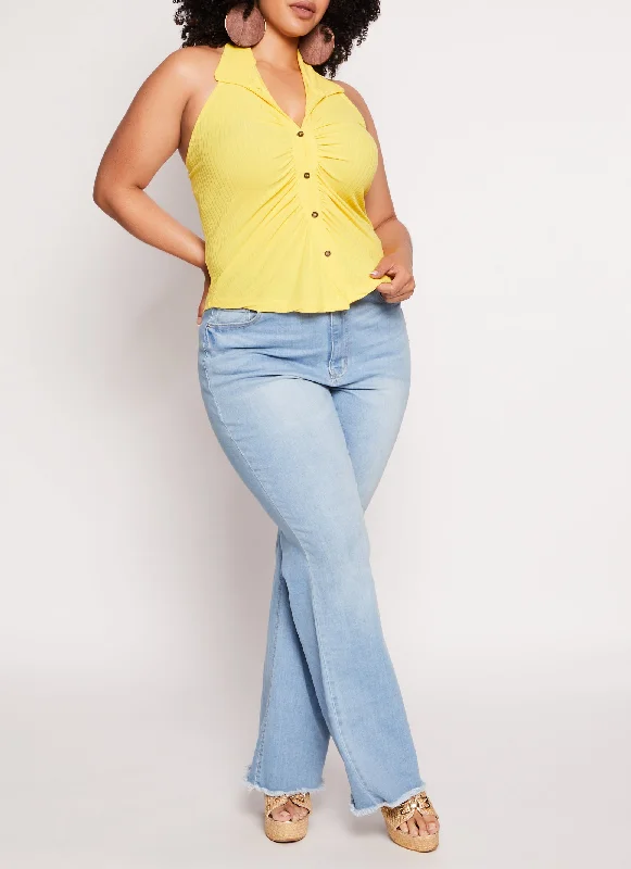 Plus Size Button Down Halter Top