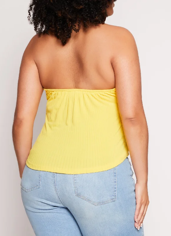 Plus Size Button Down Halter Top