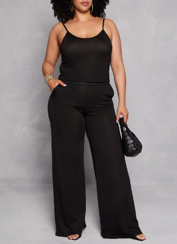 Plus Size Daisy Wide Leg High Waist Pants