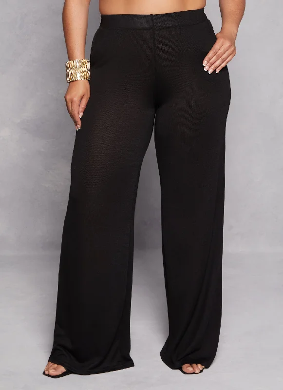 Plus Size Daisy Wide Leg High Waist Pants