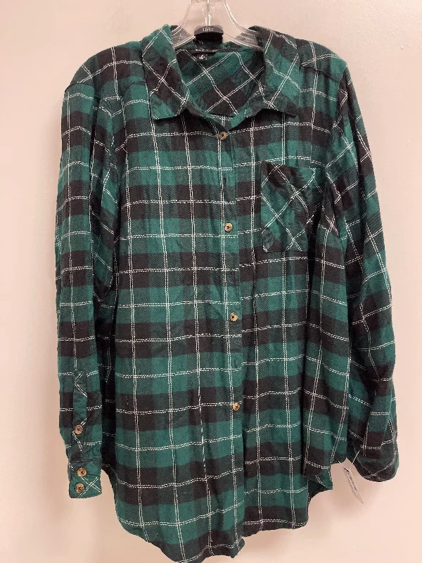 Blouse Long Sleeve By Torrid In Green, Size: 2x