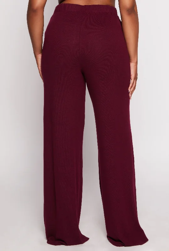 Plus Size Brush Knit High Waist Pants