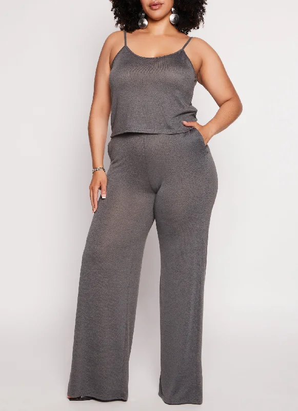 Plus Size Daisy Wide Leg High Waist Pants