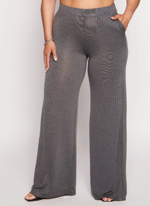 Plus Size Daisy Wide Leg High Waist Pants