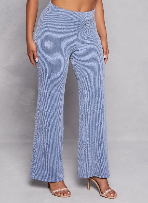 Ribbed High Waist Wide Leg Pants