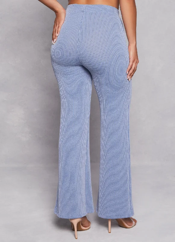 Ribbed High Waist Wide Leg Pants