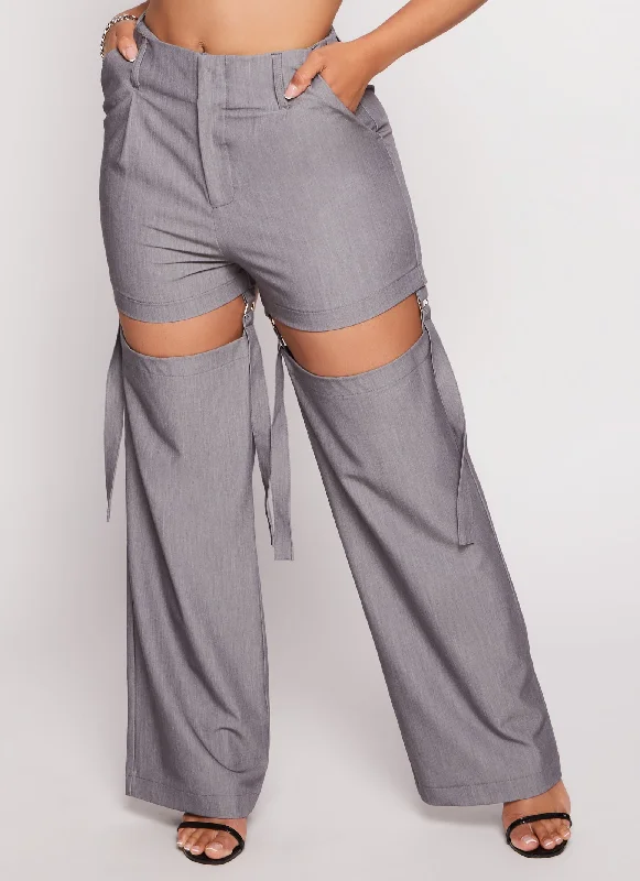 D Ring Strap Cut Out Pants