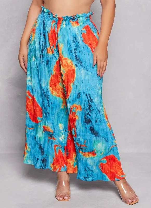 Plus Size Plisse Palazzo Pants