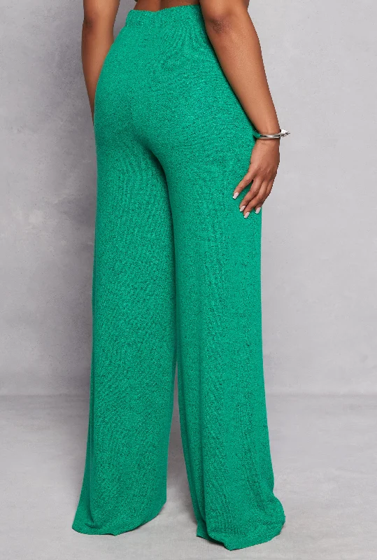 Plus Size Brush Knit High Waist Pants