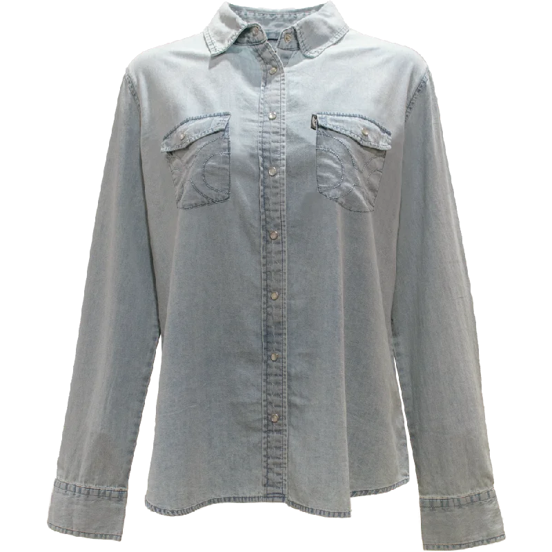 Ladies Chambray Denim Long Sleeve Shirt