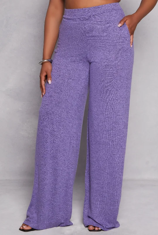 Plus Size Brush Knit High Waist Pants