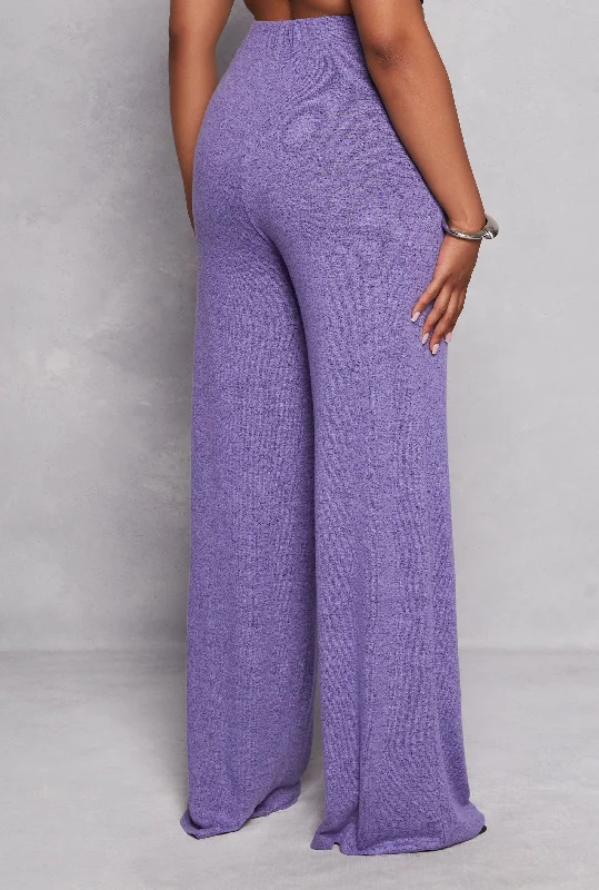 Plus Size Brush Knit High Waist Pants