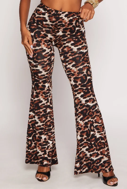 Leopard Print High Waisted Wide Leg Pants