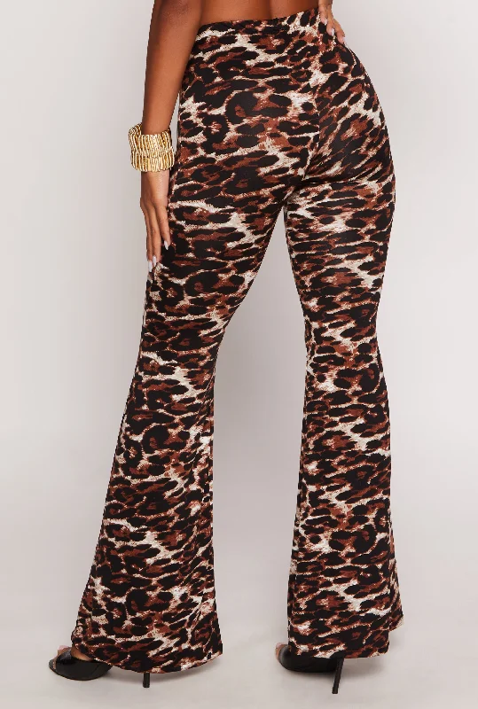 Leopard Print High Waisted Wide Leg Pants