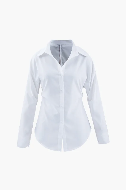 Solid Button Long-Sleeve Shirt