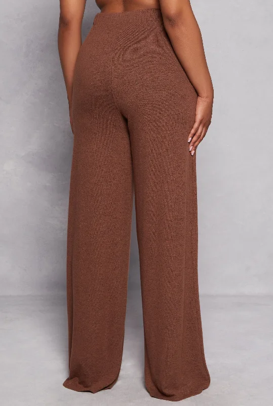 Plus Size Brush Knit High Waist Pants