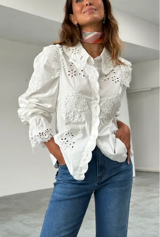 Never Fully Dressed Sicily Embroidered Shirt - White