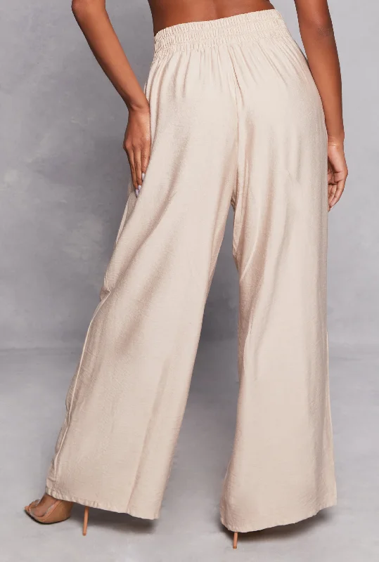 Haute Monde Gauze Knit Pleated Wide Leg Dress Pants