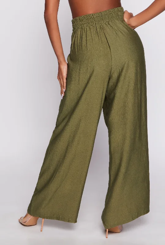 Haute Monde Gauze Knit Pleated Wide Leg Dress Pants