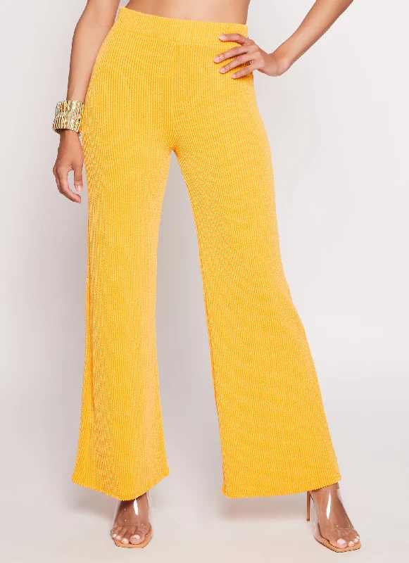 Ribbed High Waist Wide Leg Pants