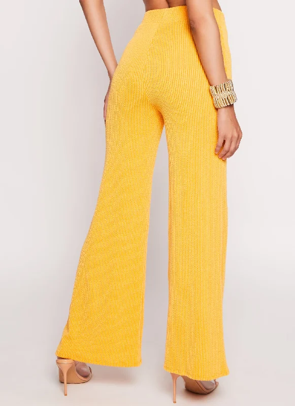 Ribbed High Waist Wide Leg Pants