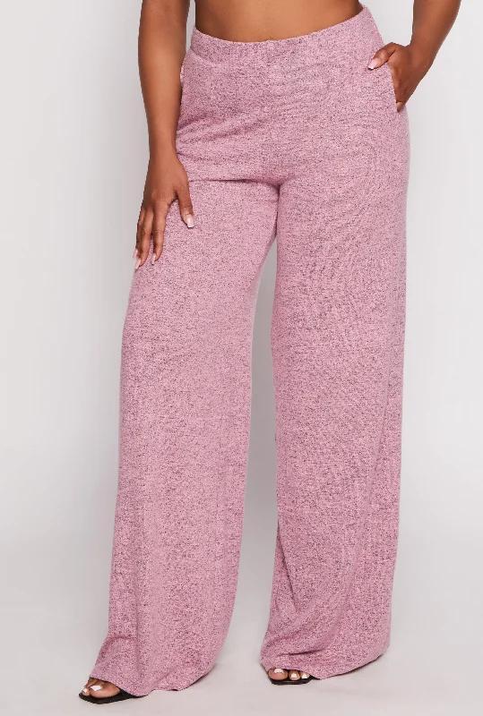 Plus Size Brush Knit High Waist Pants