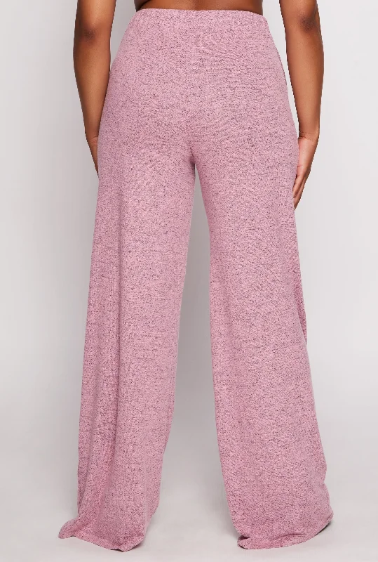 Plus Size Brush Knit High Waist Pants