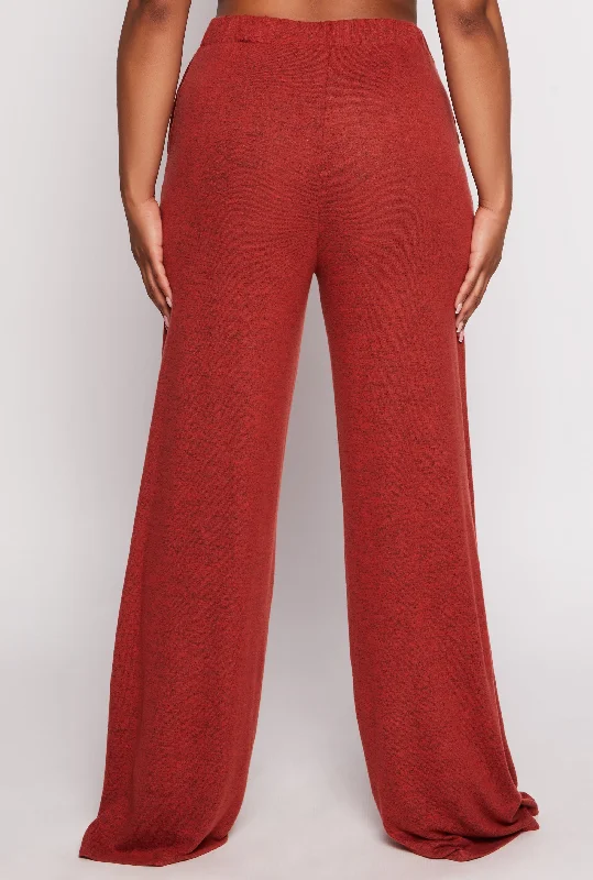 Plus Size Brush Knit High Waist Pants