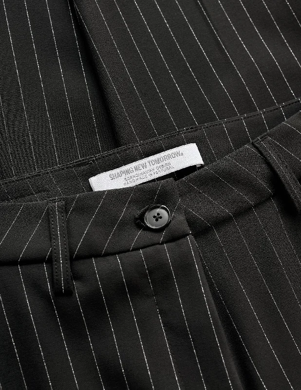 Essential Pants Wide Black Silver Pinstripe